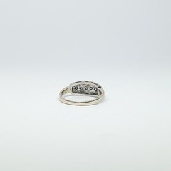 Art Decó 18kt Gold Band Ring With Diamonds and Blue Enamel – 836
