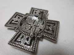 VINTAGE BRIGHTON CELTIC CROSS BROOCH PIN SILVER TONE #110