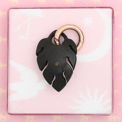 Antique Victorian Upcycled Vulcanite Feather Rose Gold Filled Pendant