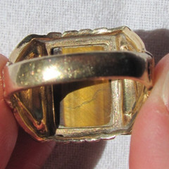 Vintage Carved Tiger’s Eye Roman Soldier Warrior Cameo 12K GF Ring Size 11