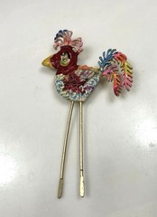 Rare Red Rooster Brooch By Lind Gal