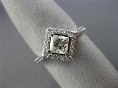 WIDE .99CT ROUND & PRINCESS DIAMOND 14KT WHITE GOLD HALO SQUARE ENGAGEMENT RING