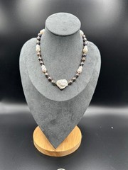 White and black mixed Edison pearl choker, 925 sterling silver gold plated