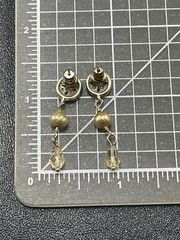 Vintage Green Cultured Pearl Dangle Earrings 1.2” Orange Lucite