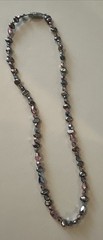Vtg Freshwater Pearl Beaded Necklace Pink Gray Faceted Crystal 16” Art Beauty 86