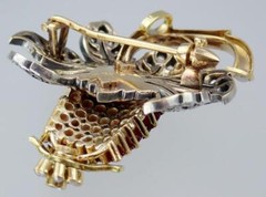AMAZING Vintage Mid Century Portuguese 19K Ruby Diamond Strawberry Pendant Pin