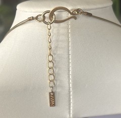 VTG ZZAN Gold Tone Circle Pendant Necklace Faux Pearl Abstract Modern Statement