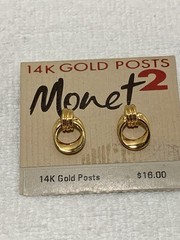 Very Pretty Monet 2 Gold Tone Small Hoops Pierced Earrings