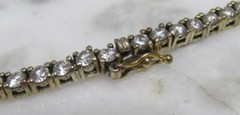 Gold Plated Sterling Silver Clear Stones Tapered Necklace ~ 31.7g ~ 7-H418