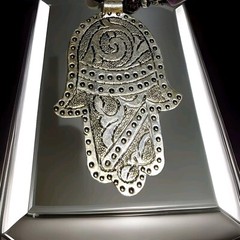 SILVER AMULET PENDANT NECKLACE VINTAGE STERLING Purple Silver color. Beadswith.