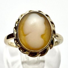 Antique Victorian 10k Yellow Gold Carved Shell Cameo Size 5.75 Ring 2.46g