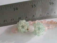 VINTAGE ROSE QUARTZ AVENTURINE KNOTTED BEAD LARIAT TASSEL NECKLACE ASIAN EXPORT