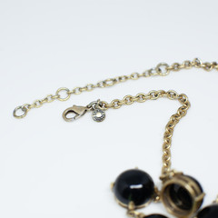 J.Crew Vintage Brass Necklace 9 Round Stones Adjustable Chain Statement Jewelry