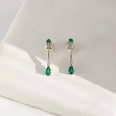 Pear Cut Lab Created Emerald Diamond Woman’s Special Earring 14K White Gold FN