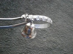 Bell Dangling in Ornate Circle Vintage Sterling Silver Bracelet Charm Pendant