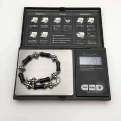 Silver Schark Handmade Sterling Silver & Black Onyx Beaded Bracelet 8” 20g #57