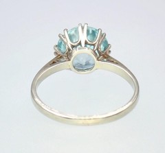 Antique Art Deco 18K Gold 5.4ct Old Cut Blue Zircon Solitaire Engagement Ring 6