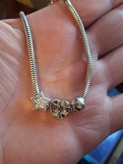 Sterling silver snake chain slide charm bracelet friend star ball bead. SZ 7.75″