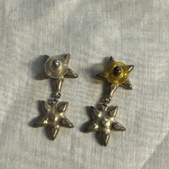 Vintage Gold Tone Clear Rhinestone Star Pierced Earrings Jewelry JS-26