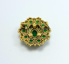 Gold Tone Faux Pearls & Cabochon Acrylic Stones Brooch Contemporary