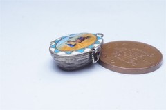 ANTIQUE EGYPTIAN REVIVAL SILVER & ENAMEL BABY MOSES BASKET CHARM c1920