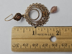 Gold Tone Pink Dangle Earrings Open Filigree Marked LC-Lauren Conrad – Beautiful