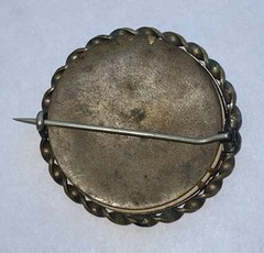 Vintage Antique Photo Button Pin Back Brooch