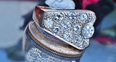 14k yellow gold ring 2.50ct diamond sz 10.5 vintage handmade 10.25gr N3070G