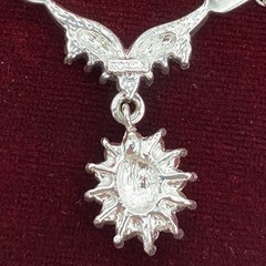 Vintage Signed Roman Silver Tone Faux Pearl Rhinestone Necklace & Earring Set