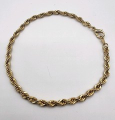 Vintage Gold Tone Twisted Triwl Rope Chain Elegant Bracelet 7.5” Jewelry Gift