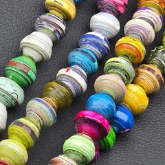 Boho Beaded Necklace Lot Paper Bead Blue Glass Charm Dangle Long Layered 3pc