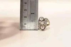 Art deco Vintage Style Three-Stone Lab Created Diamond Ring 14k Yellow Gold FN