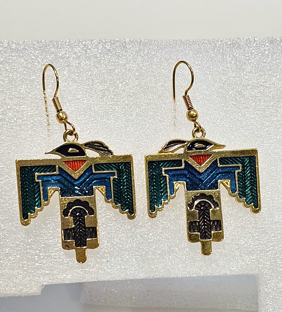Maack Thunderbird earrings multicolor signed