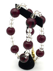 Vintage Art Deco Round Almandine Garnet Beads & Clear Glass Beads 17″ Necklace