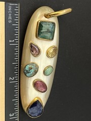Ashley Pittman Pendant Signed AP Kenya Vintage Gemstones Horn? Bone? Vtg Jewelry