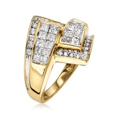 Vintage 1.20 ct. t.w. Diamond Bypass Ring in 14kt Yellow Gold. Size 7