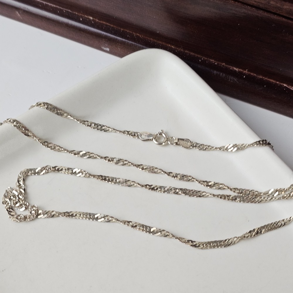 Vintage Italy 925 Sterling Silver Twisted Chain Necklace 29″L – 5.45g
