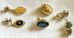 Vintage Lot of 4 Elegant Gold-Tone Earrings Various Colors Pierced Ears