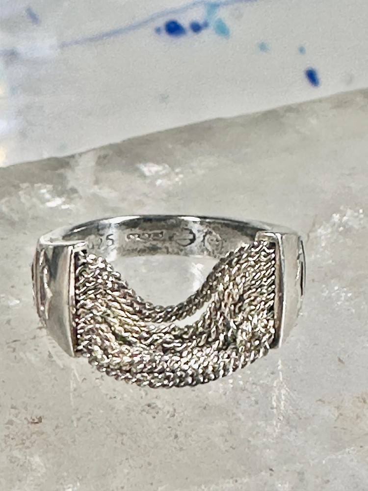 Harley Davidson ring biker chain pinky band size 5.50 sterling silver women