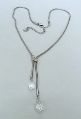 DESIGNER SWAN SIGNED SWAROVSKI FACETED BRIOLETTE CRYSTAL DROPS CHAIN NECKLACE