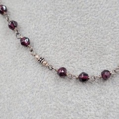 Vintage Silpada Dainty Sterling Silver Faceted Garnet Bead Necklace 16″-18″