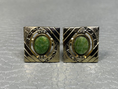 Vintage Jade King’s Crown Yellow Gold Plated Cuff Links