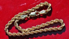 10k yellow gold bracelet 7.0″ rope chain vintage 1.6gr