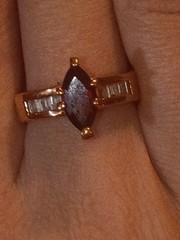 Vintage Beautiful Red Garnet Color Cz 14k Yellow Gold Plated Ring Size 7 Or 7.5