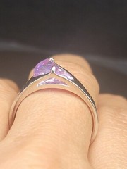18K Gold Filled Purple Gemstone Ring Modern Statement Silver Tone Band