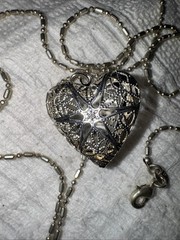 Vintage.925 Silver Heart Shaped Locket With Fabulous Chain