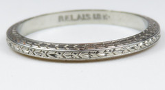 Antique Art Deco 1920’s BELAIS 18KW Wedding Band Ring Size 6.75 UK-N 2.09 MM