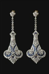 5.2Ct Art Deco Victorian Style Diamond & Sapphire Drop Dangle 925 Silver Earring