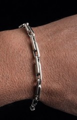 1980s Italian 14K white gold paperclip bracelet, 7.5″ Men’s Lobster Clasp – 9.5g