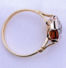 Vintage 18ct Yellow Gold Sapphire Diamond Ring Art Deco Octagonal Size 8